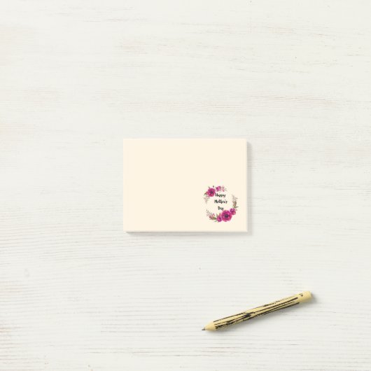 Fuchsia Poppies Floral WreatHappy Moederdag Post-it® Notes (Op bureau)