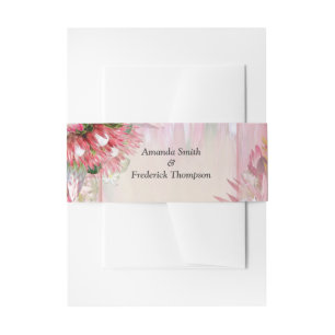 Fuchsia Protea's met Blush & Gold Envelope Band Uitnodigingen Wikkel