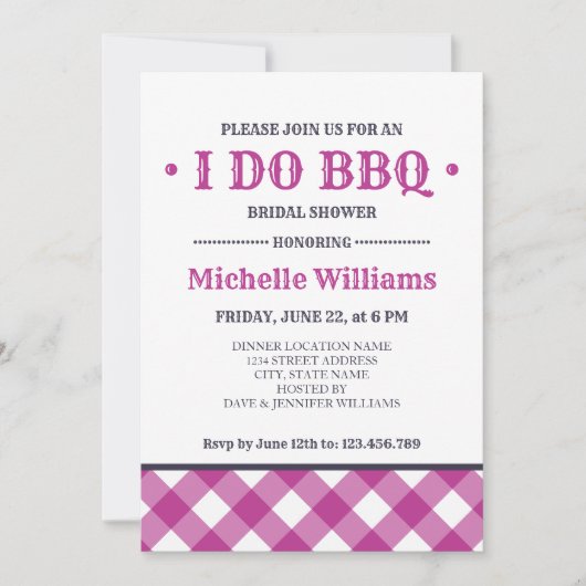 Fuchsia Pset | Rustisch I DO BBQ-Vrijgezellenfeest Kaart (Voorkant)