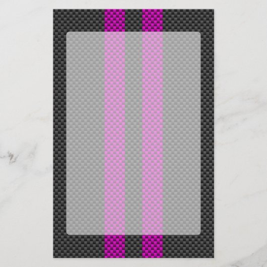 Fuchsia Racing Stripes in koolstofvezelstijl Briefpapier (Voorkant)