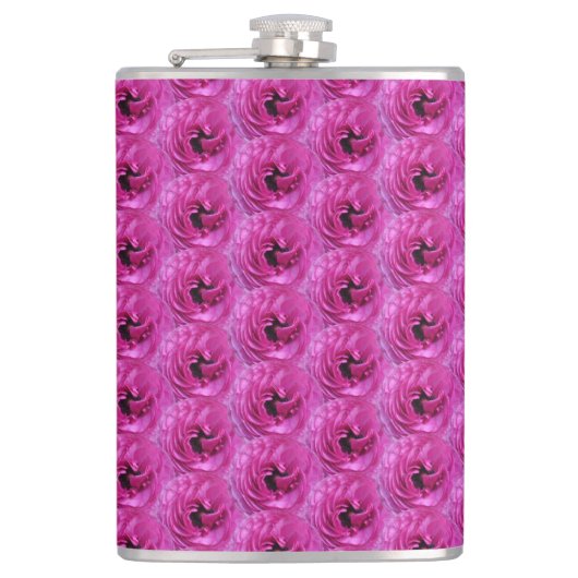 Fuchsia Ranunculus - Modern bloemontwerp Heupfles (Voorkant)