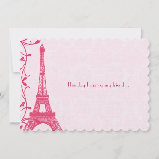 Fuchsia Raspberry Tour Eiffel Faire-part de mariag (Dos)