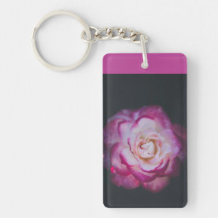 Fuchsia roos sleutelhanger
