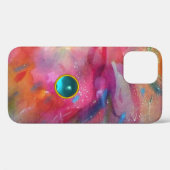 FUCHSIA ROSE ABSTRAIT Bleu Sapphire Gemstone Coque (Verso (horizontal))
