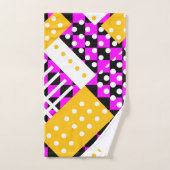 Fuchsia rose et jaune (Serviette à main)