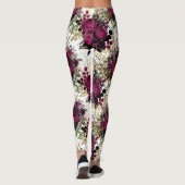 Fuchsia Rose Floral Leggings femmes (Dos)