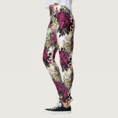 Fuchsia Rose Floral Leggings femmes (Gauche)