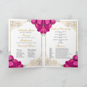 Fuchsia rose Floral Tiara Quinceanera Programme (Intérieur)