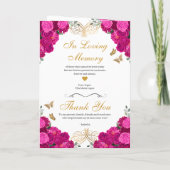 Fuchsia rose Floral Tiara Quinceanera Programme (Dos)