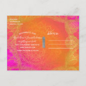 Fuchsia Rose Orange & Or Mandala Faire-Part de Con (Dos)