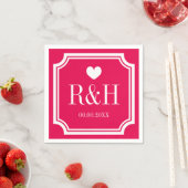 Fuchsia roze aangepast monogramme bruiloft servetten (Insitu)