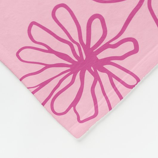 Fuchsia Roze Abstract Bloemen Botanische Inkt Art  Fleece Deken (Hoek)
