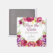 Fuchsia Roze Bloementuin Save the Date Magneet (Voorkant / Achterkant)