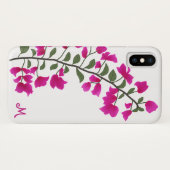 Fuchsia Roze Bougainvillea Monogram Telefoon Case (Achterkant (horizontaal))