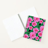 Fuchsia Roze Camellias en Groene bladeren Journal Notitieboek (Binnen)