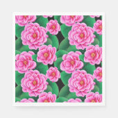 Fuchsia Roze Camellias en Jade Groene bladeren Servet (Voorkant)