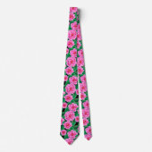 Fuchsia Roze Camellias en Jade Groene bladeren Stropdas (Voorkant)