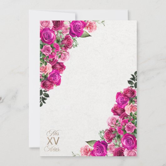 Fuchsia Roze Cowgirl Western Charro Quinceanera Kaart (Achterkant)