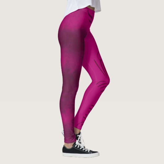 Fuchsia roze en gemengde zwart/Patroon/spiral/Wing Leggings (Rechts)