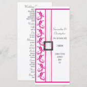 Fuchsia roze en witte kerk huwelijksprogramma programma (Voorkant / Achterkant)