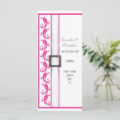 Fuchsia roze en witte kerk huwelijksprogramma programma (Staand voorkant)