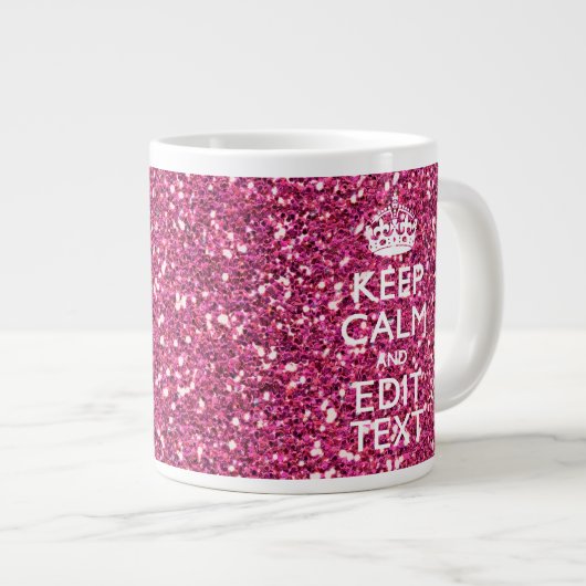 Fuchsia roze houden kalm met Jouw tekst Extra Grote Beker (Voorkant rechts)