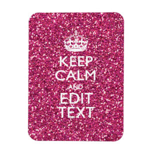 Fuchsia Roze Keep Calm Met je Tekst Magneet