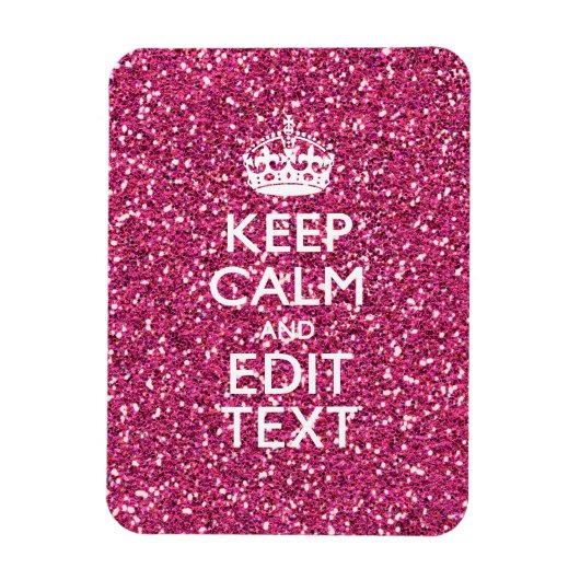 Fuchsia Roze Keep Calm Met je Tekst Magneet (Verticaal)