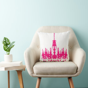 Fuchsia Roze Kroonluchter Designer Kussen