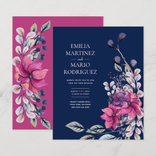 Fuchsia Roze Marine Blauw Bloemen Huwelijk Budget