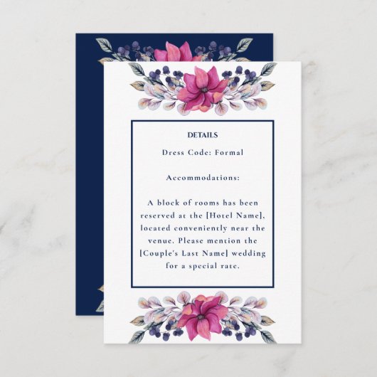 Fuchsia Roze Marine Details Behuizing QR Code RSVP (Voorkant / Achterkant)