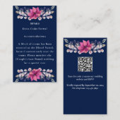 Fuchsia Roze Marine Details Behuizing RSVP QR Code Informatiekaartje (Voorkant / Achterkant)