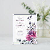 Fuchsia Roze Marineblauw Bloemen Bruiloft (Staand voorkant)