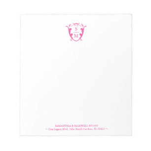 Fuchsia Roze Monogram Gepersonaliseerde Notitieblo Notitieblok