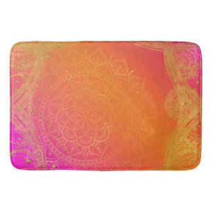 Fuchsia Roze Oranje & Goud Indiase Mandala Glam Badmat