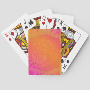 Fuchsia Roze Oranje & Goud Indiase Mandala Glam Pokerkaarten