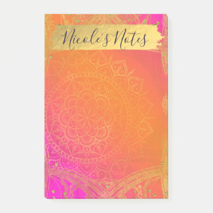 Fuchsia Roze Oranje & Goud Indiase Mandala Glam Post-it® Notes