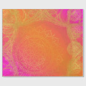 Fuchsia Roze Oranje & Gouden Indiase Mandala Feest Cadeaupapier (Vlak)