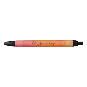 Fuchsia Roze Oranje & Gouden Indiase Mandala Glam Blauwe Inkt Pen