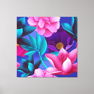 Fuchsia roze Paarse bloem Canvas Afdruk