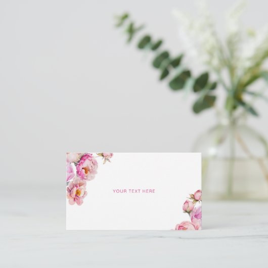 Fuchsia roze pioen aangepaste tekst informatiekaartje (Staand voorkant)