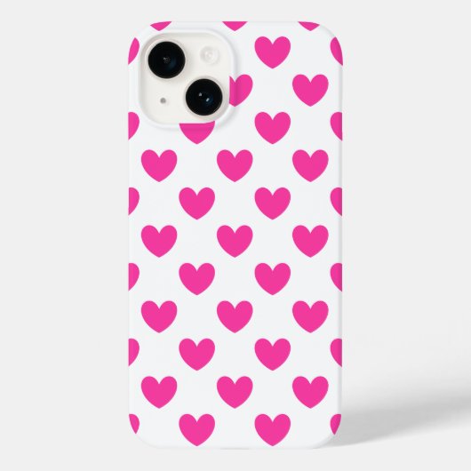 Fuchsia roze polka harten wit Case-Mate iPhone case (Achterkant)