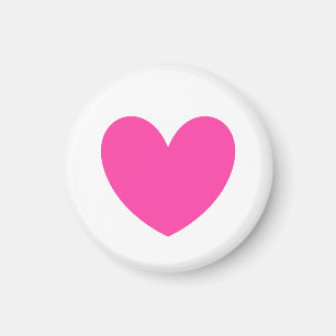 Fuchsia roze polka harten wit magneet