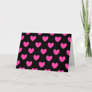 Fuchsia roze polka harten zwart feestdagen kaart