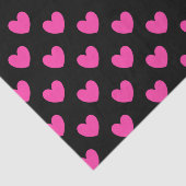 Fuchsia roze polka harten zwart tissuepapier (Detail)