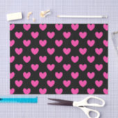 Fuchsia roze polka harten zwart tissuepapier (Craft)