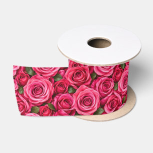 Fuchsia Roze Rozen Botanische Bloem Ontwerp Lint