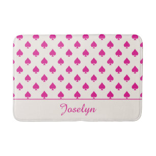 Fuchsia Roze Schoppenaas Patroon met naam Fancy Badmat