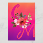 Fuchsia Roze Sinaasappel Bright Bold Bloemen Huwel Menu (Achterkant)