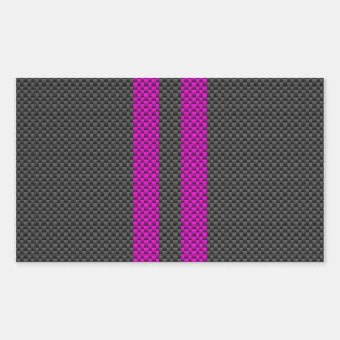 Fuchsia roze strepen in koolstofvezelstijl rechthoekige sticker